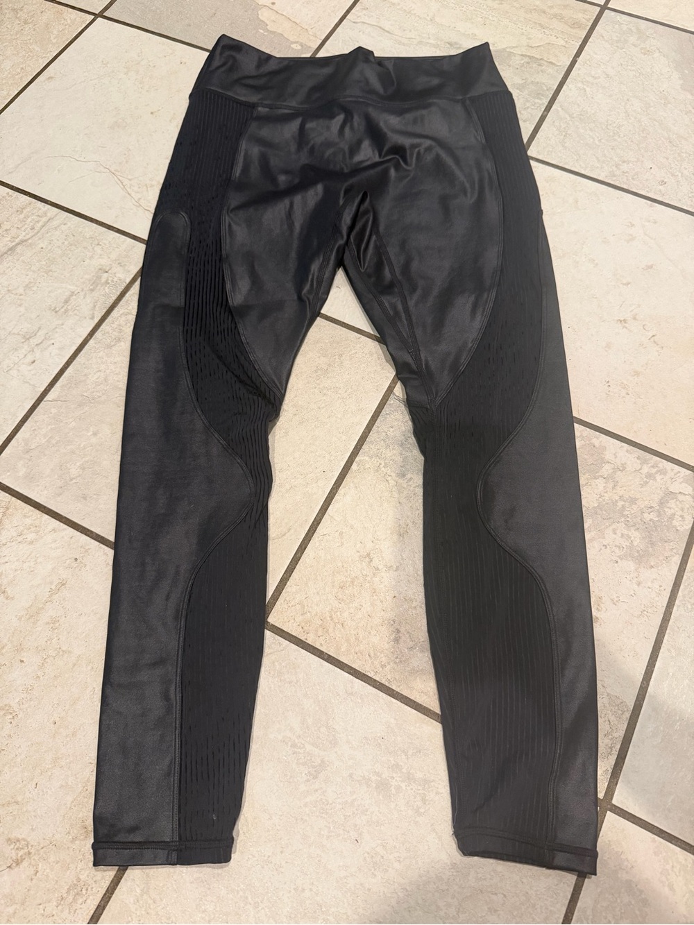 Fabletics Black Ribbed Panel Leggings